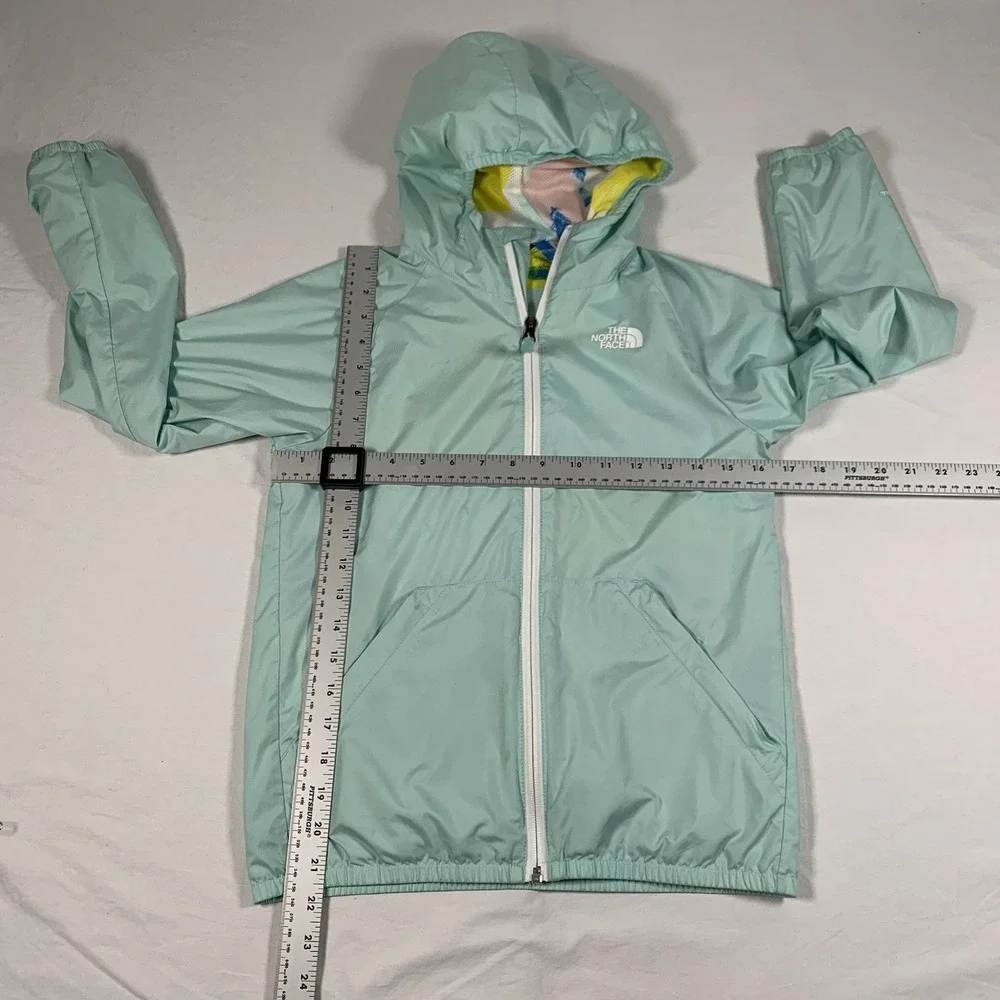 The North Face Windwall Jacket Girls Medium Mint Green Packable Pockets‎ EUC